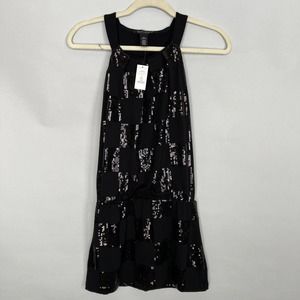 White House Black Market Black Square sequin Top New with Tags Size XXS
